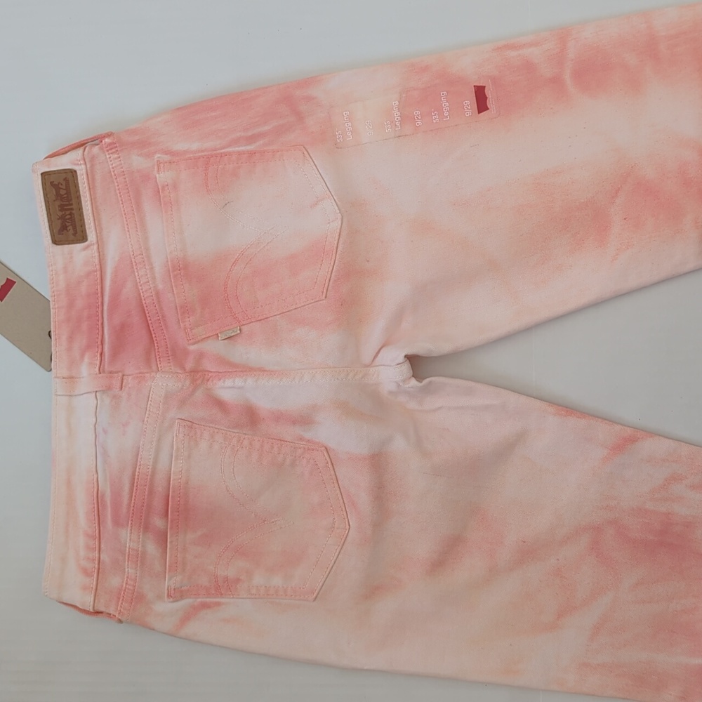 NWT Levi's Tie Dye 535 Denim Legging Junior 9 W29 Salmon Pink Coral Pockets Y2K - Picture 8 of 15